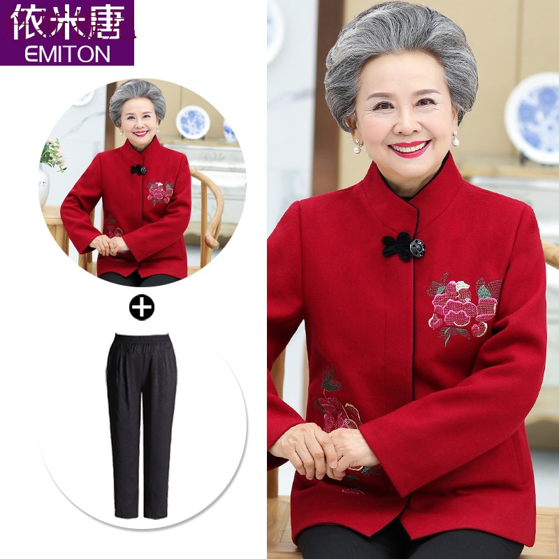 老年人秋装女外套唐装老太太衣服春秋妈妈礼服喜婆婆婚宴装奶奶装