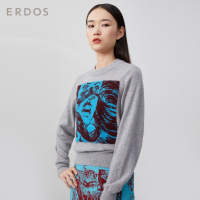 ERDOS 20休闲漫画图案圆领女羊绒衫保暖舒适针织衫