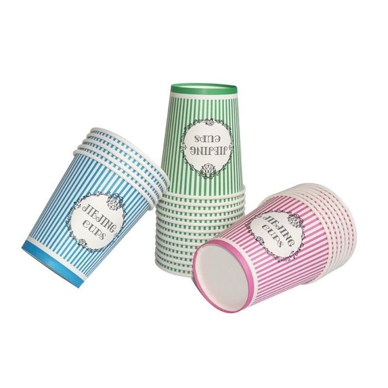 一次性纸杯环保加厚茶水杯多色家用商用广告办公室喝水杯整箱|绿叶杯 40只图片