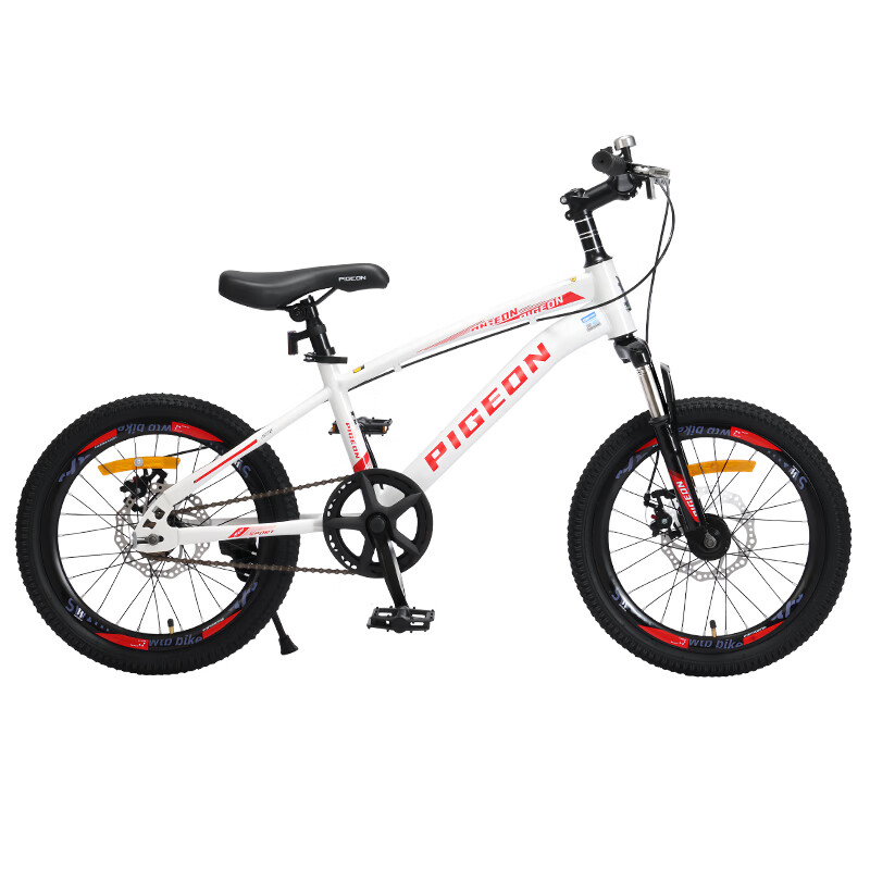 飞鸽儿童自行车6-10-15岁碟刹山地车男孩变速减震中学生女孩脚踏车 单速 18寸 白红 建议身高125-145cm高清大图