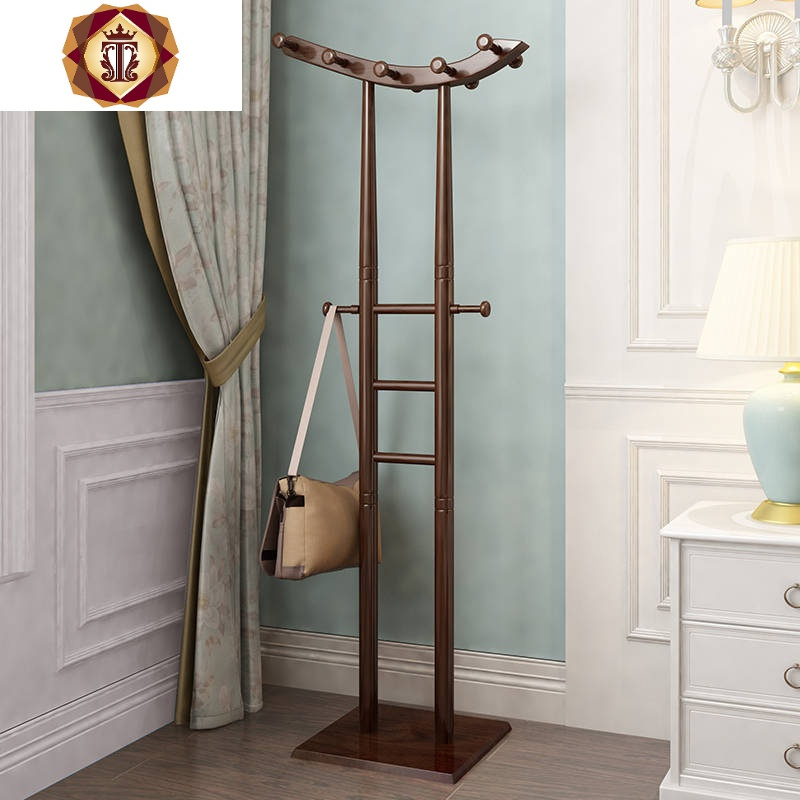 三维工匠立式挂衣架落地卧室置物架实木衣帽架衣服架子简易简约现代