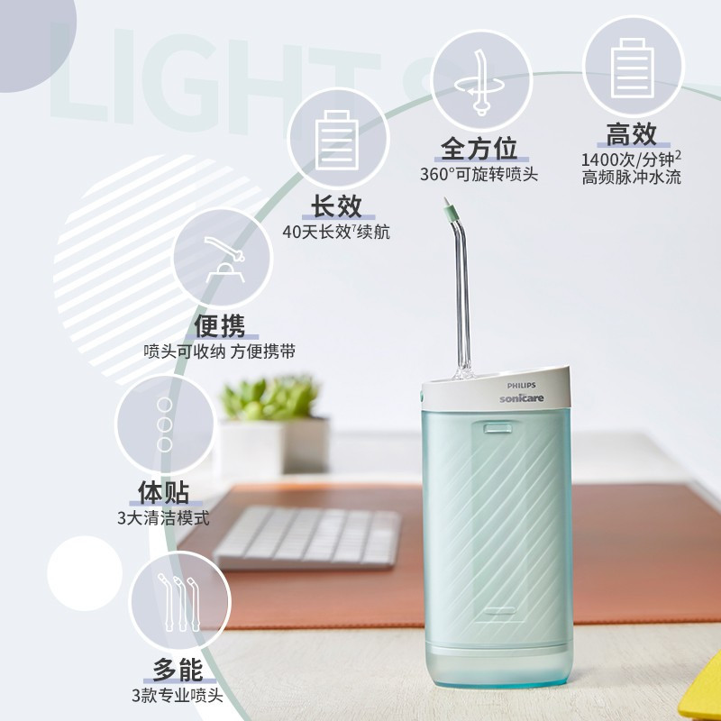 飞利浦(PHILIPS) Sonicare 小净瓶 便携式冲牙器 洗牙器 水牙线 HX3331/02