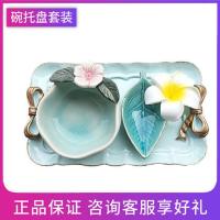 美容院用品冰裂陶瓷精油碗工具碟子水疗调配套装足疗精油美甲碟碗 蓝色