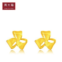 周大福 芬芳花朵 足金金耳钉(工费:88计价)F219121