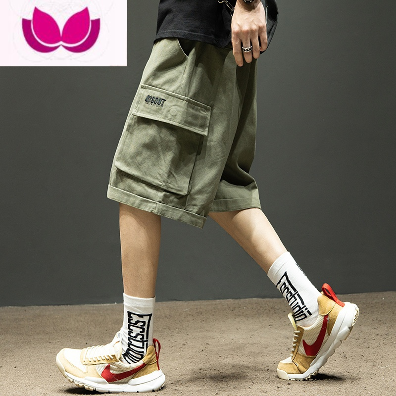 七斓工装裤男夏季薄款短裤宽松潮牌ins裤子男款休闲五分裤男
