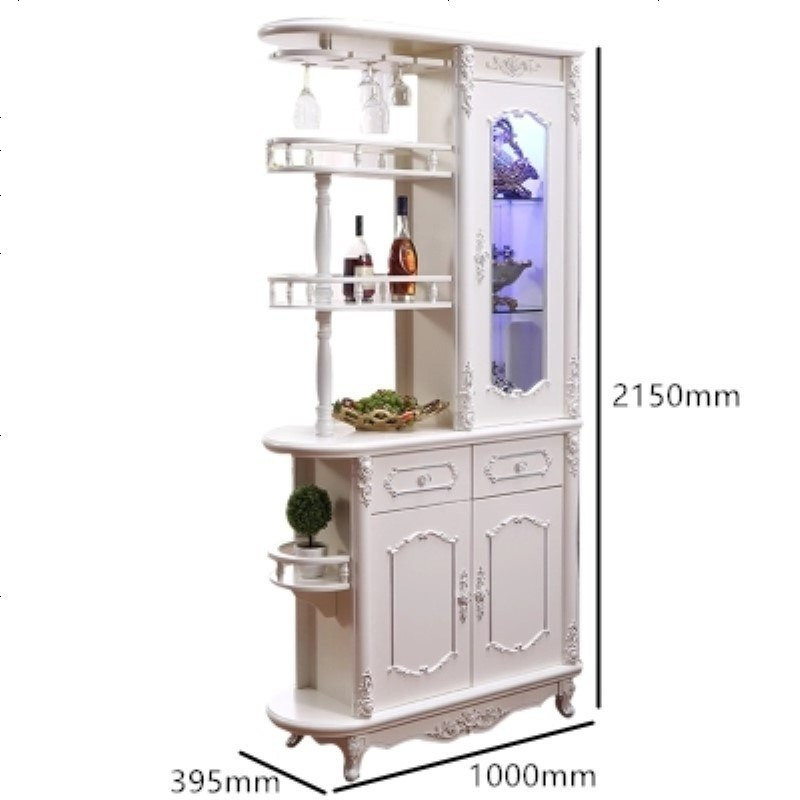 简约现代厅柜进玄关柜小户型客厅隔断鞋柜酒柜欧式间厅柜双面 组装_象牙白描银1米_支架结构