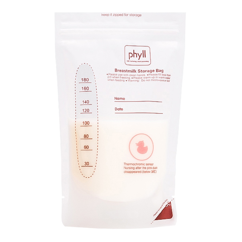 Phyll/必尔韩国进口 感温储奶袋母乳保鲜袋乳汁存储奶180ml(30片)