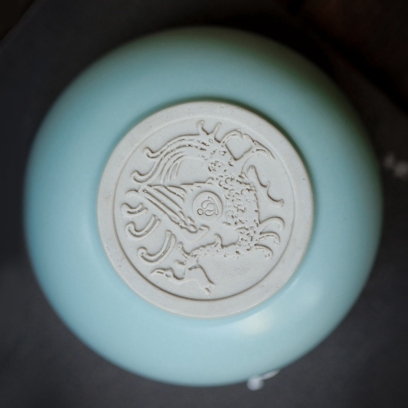 苏氏陶瓷汝窑茶杯开片可养金线功夫茶杯主人杯个人品茗杯(斗笠杯 罗汉