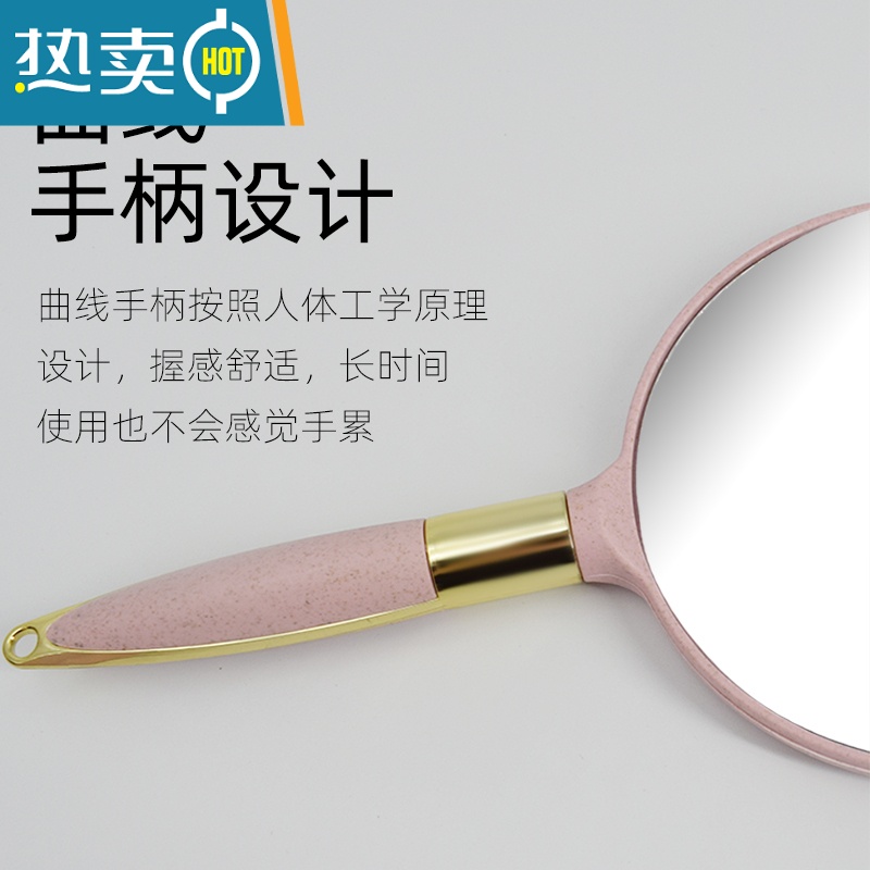 敬平欧式复古手柄化妆镜手拿手持美容院美容镜子便携随身纹绣用品工具 白色小圆三色调光便携式用镜高清大图