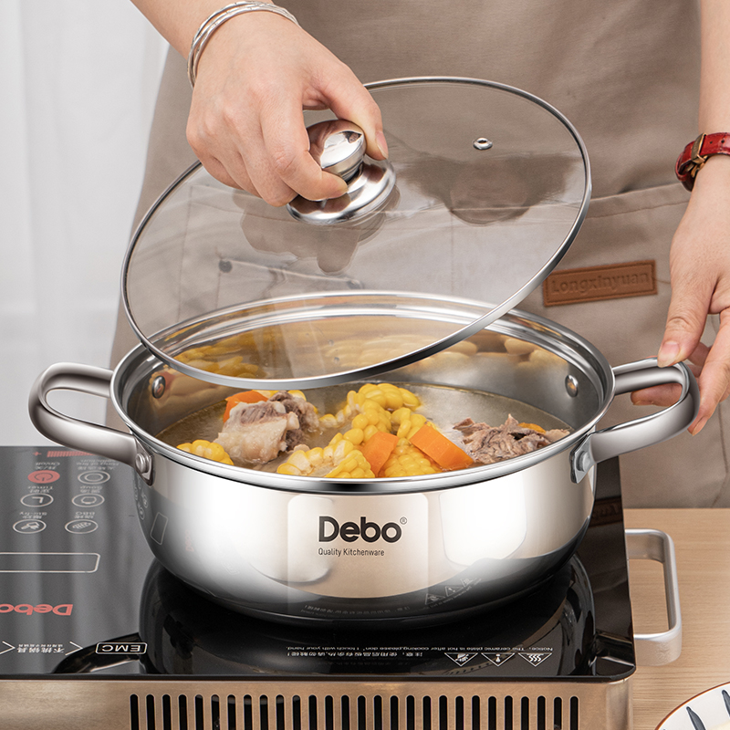 德铂(Debo) 凯奇不锈钢锅汤 汤锅电磁炉燃气通用锅 26cm DEP-DZ080高清大图
