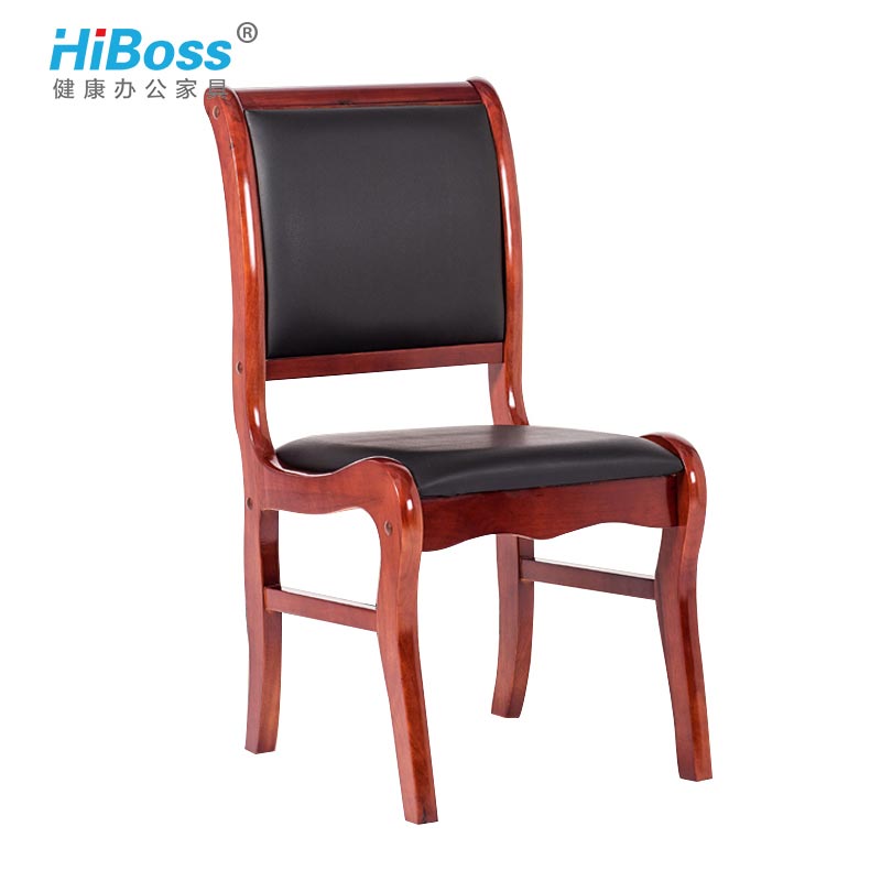 HiBoss 实木脚会议椅会议室办公椅 四脚椅子 电脑椅高清大图
