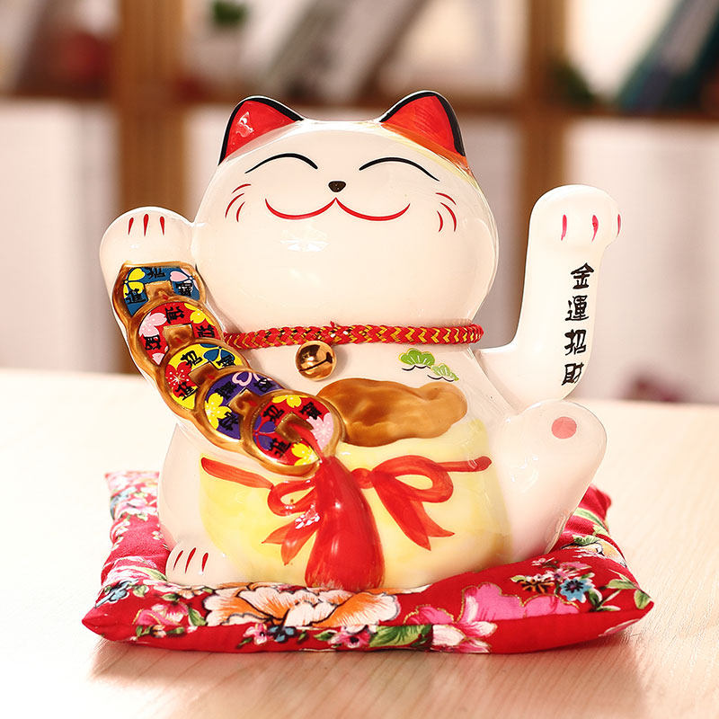 世界我一个初恋猫同款猫摆件陶瓷电动摇手居家小发财猫 三维工匠 6寸摇手一帆风顺（令牌）(初恋同款)_621
