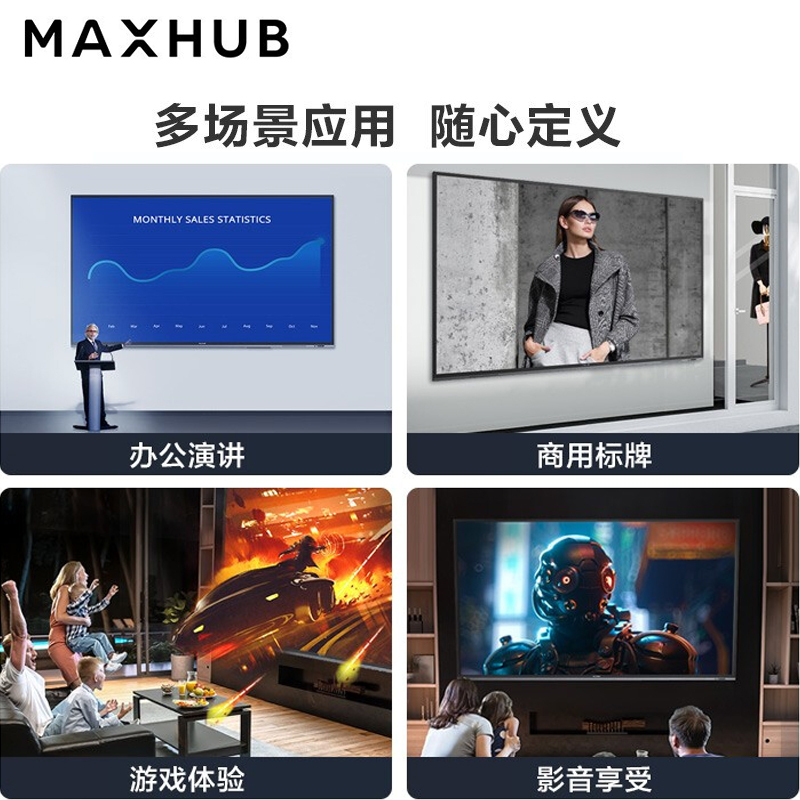 MAXHUB 企业会议屏 110英寸商用显示大屏视频会议W110PNA巨幕电视 MAXHUB显示大屏110英寸+移动脚架