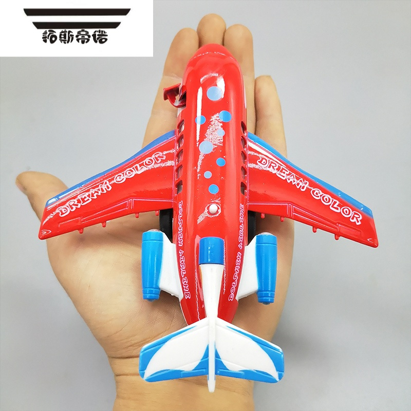 拓斯帝诺合金小客机儿童玩具飞机男孩宝宝声光客机回力开门金属仿真