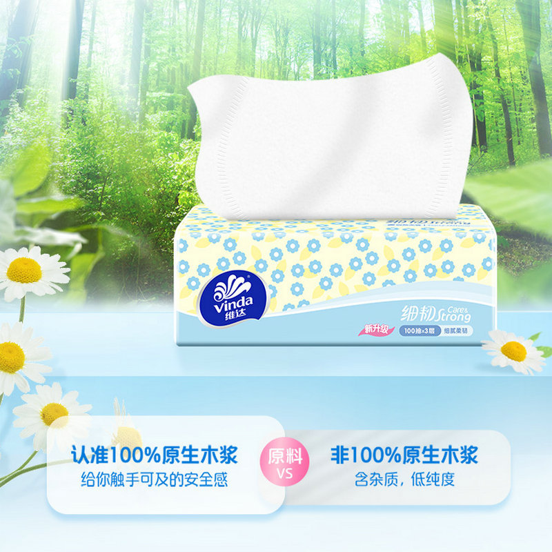 维达 VINDA 2619 细韧抽纸 XS码3层100抽8包*1提高清大图