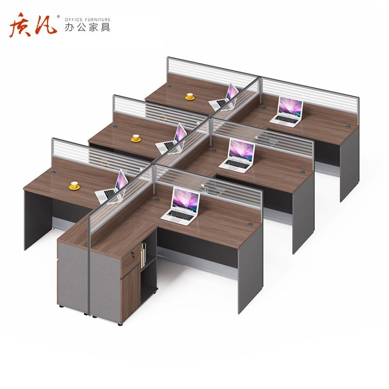 质凡简约员工职员桌多人办公屏风桌 U型双人位办公桌