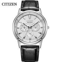 西铁城(CITIZEN)手表男士日韩品牌光动能皮表带三眼表盘简约休闲男表BU2071-01A