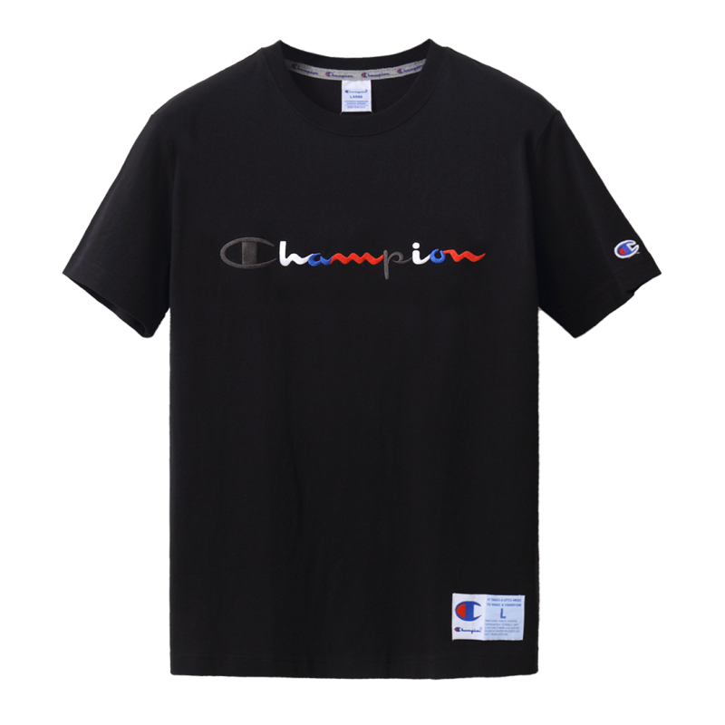 Champion 潮牌冠军男士圆领短袖运动T恤女宽松圆领彩色经典刺绣Logo情侣时尚百搭短T