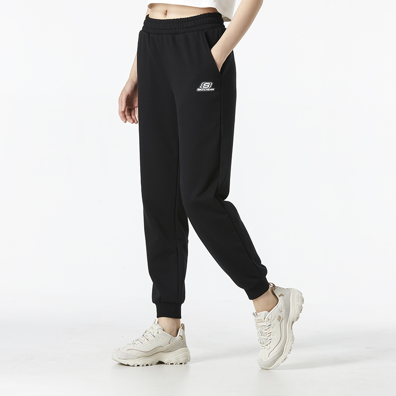 Skechers斯凯奇女款新款透气休闲束脚裤卫裤裤针织长裤L322W059-0018 ZP高清大图