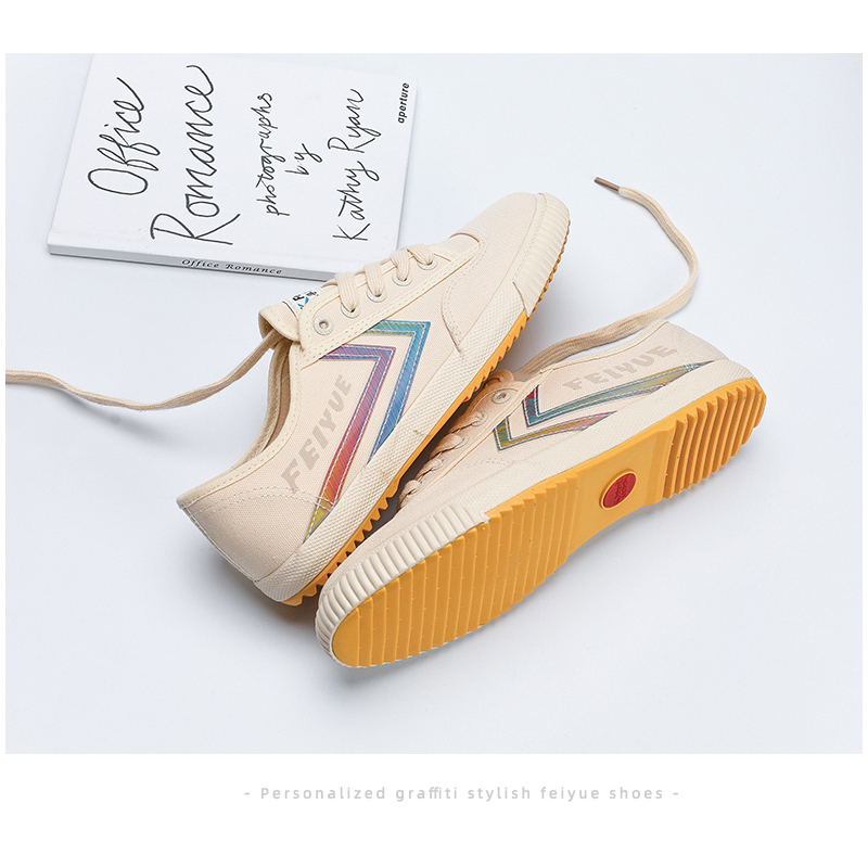 FEIYUE/飞跃彩色LOGO帆布鞋休闲鞋情侣板鞋女鞋新款小白鞋2203高清大图