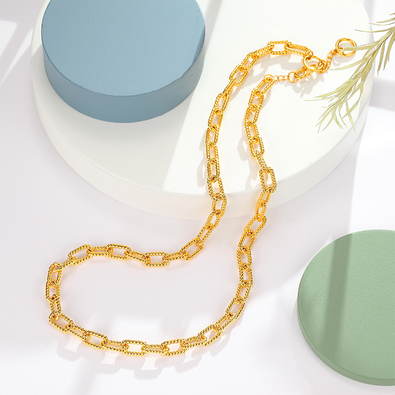 潮宏基御范链界愈黄金项链吊坠5d硬金职场通勤ins男女情侣款