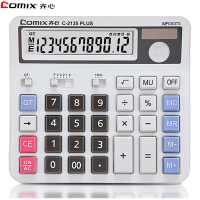 齐心(comix)C-2135PLUS桌面型计算器 12位大按键计算机 银行财务办公计算器 双电源太阳能计算器 颜色随机