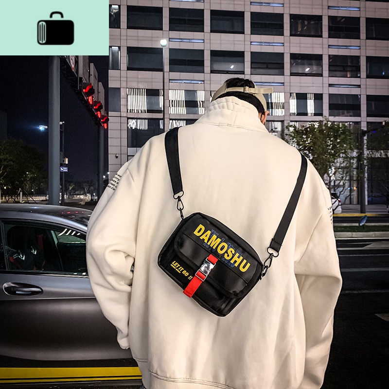 包包男潮ins 个性斜挎包街头潮牌百搭休闲时尚男生小挎包单肩背包NEW LAKE男士斜挎包 黑色