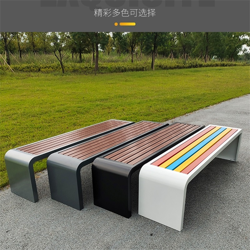 易企采 180*40CM公园椅户外长椅子休闲庭院露天塑木室外长条凳排椅公共座椅物业休闲长椅高清大图