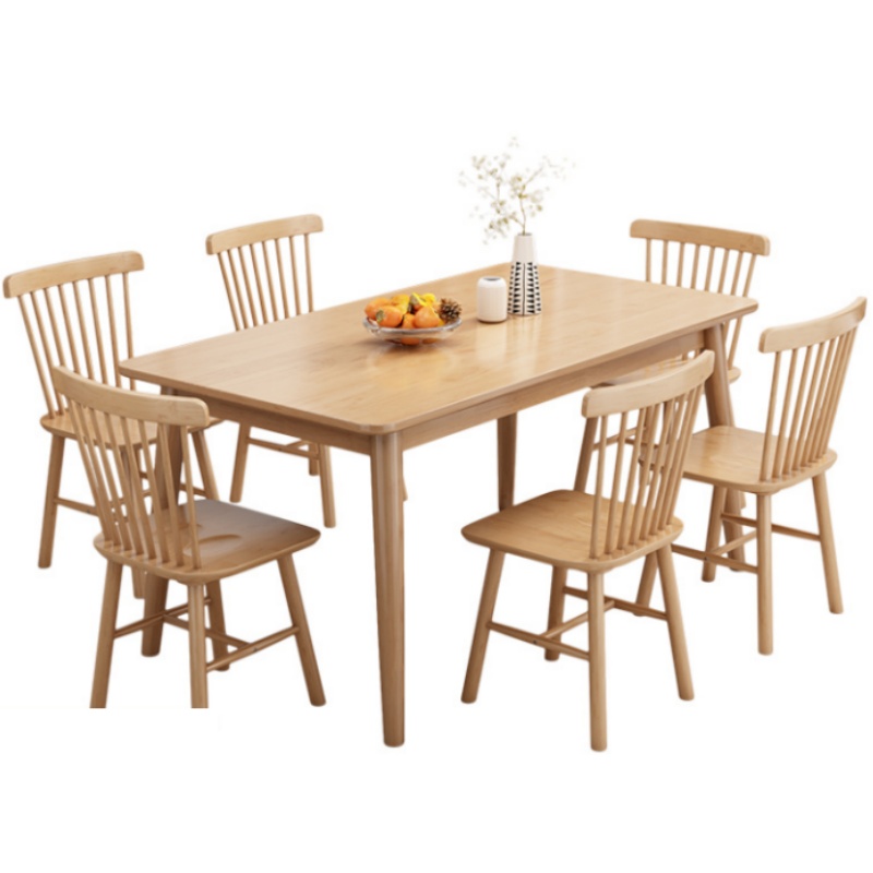 攸形职工餐桌140*80*75cm+6椅套高清大图