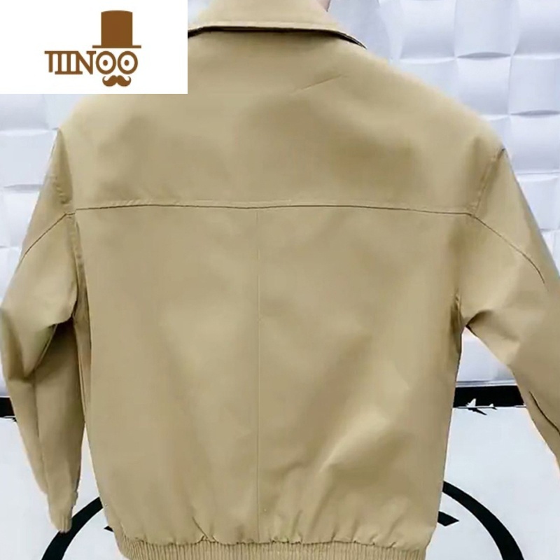 YANXU秋季新款潮男纯色翻领外套潮牌情侣修身夹克青年网红时尚帅气U款高清大图