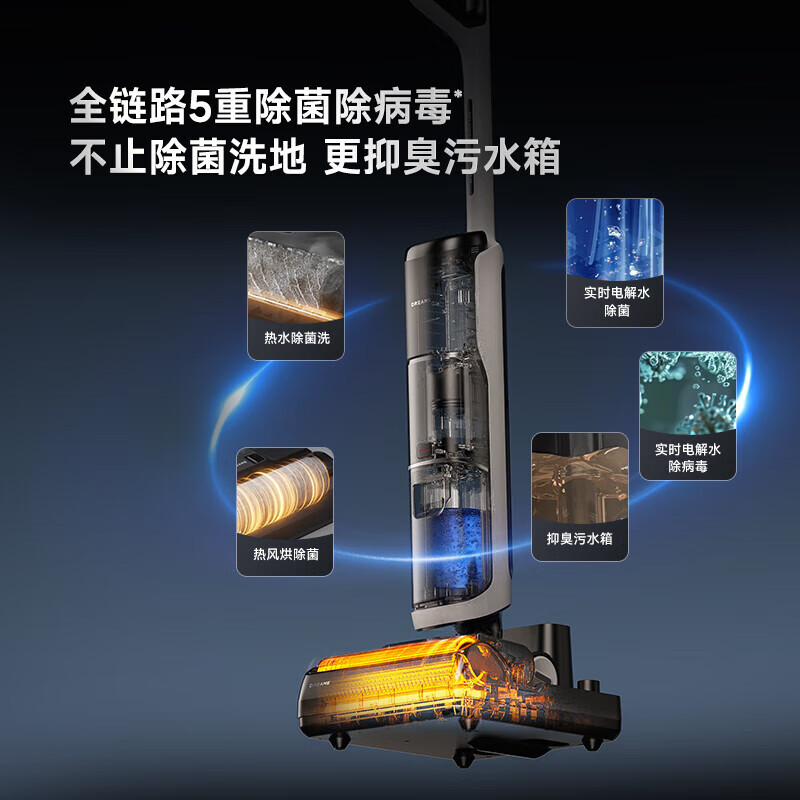 追觅(DREAME)旋锋版躺平洗地机无线智能家用除菌手持吸尘器洗拖一体拖地机自动清洗烘干