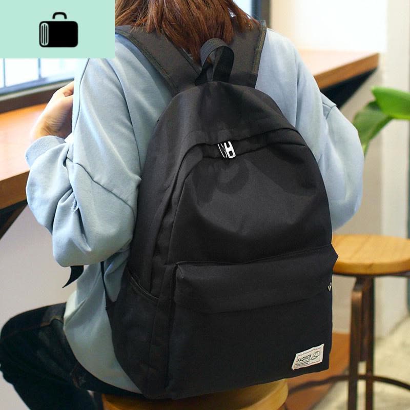 简约纯色双肩包女帆布休闲男背包韩版小清新中学生书包女旅行包NEW LAKE 灰色图片