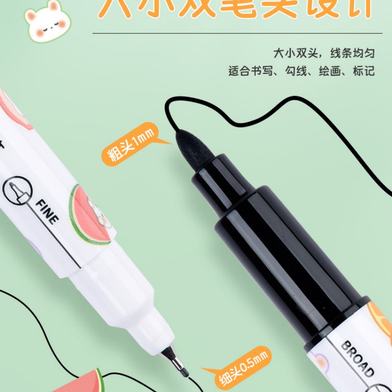 金万年食品级原料幼儿园描线笔美术用勾线笔儿童绘画可水洗记号笔12支/装高清大图