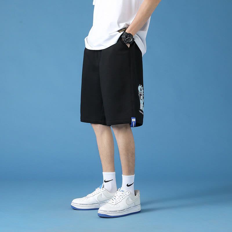 真维斯2022夏季新款韩版潮流薄款直筒裤运动裤宽松百搭印花七分裤图片