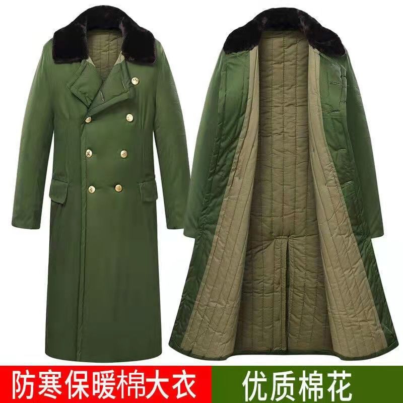 易企采 过检款85式军大衣男长款冬季加绒加厚棉大衣保安防寒老式棉袄高清大图