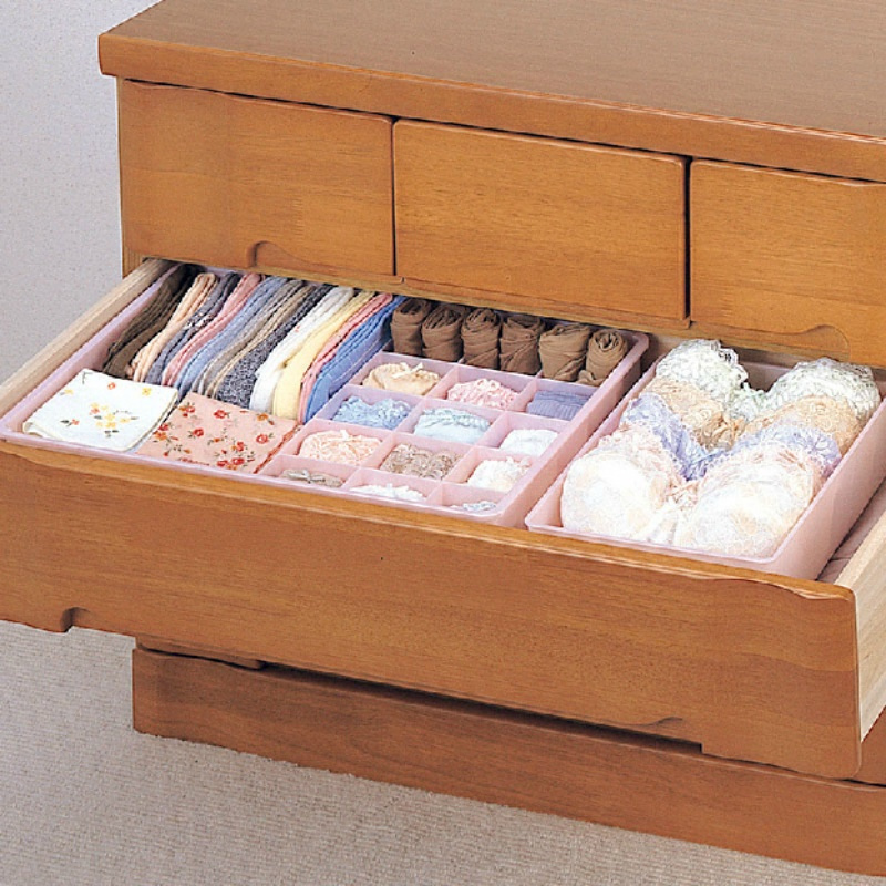 邮日本进口双层无盖抽屉3合1内裤袜子文胸整理盒 内衣收纳盒