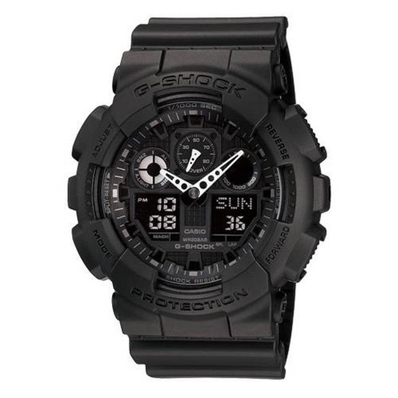 卡西欧(casio)男士 g-shock 简约百搭防水计时树脂黑色表盘石英手表ga