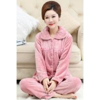 波迷娜(BOMINA)中老年睡衣女加厚大码200斤季妈妈睡衣女中老年法兰绒加厚加绒珊瑚绒保暖冬款中年家居服