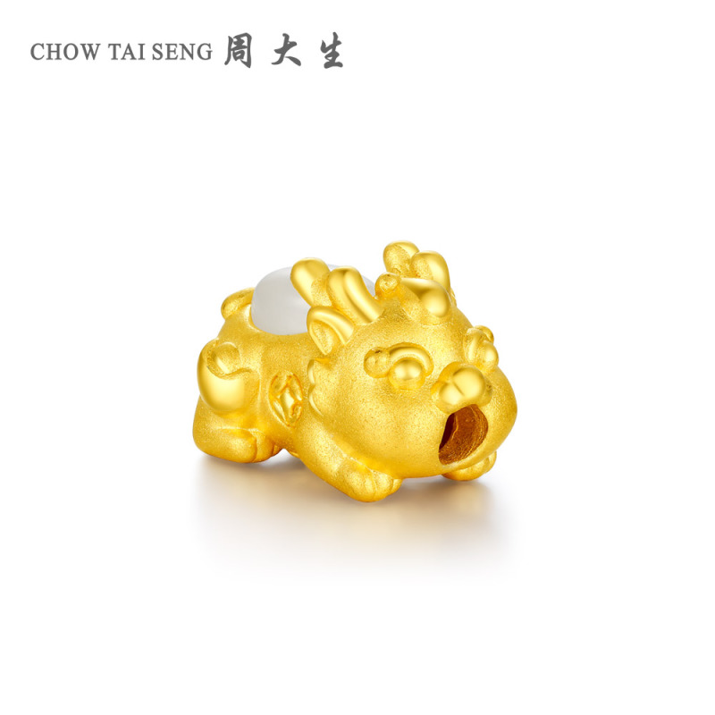 周大生金镶玉貔貅转运珠足金正品和田玉黄金男女皮丘石榴石手链