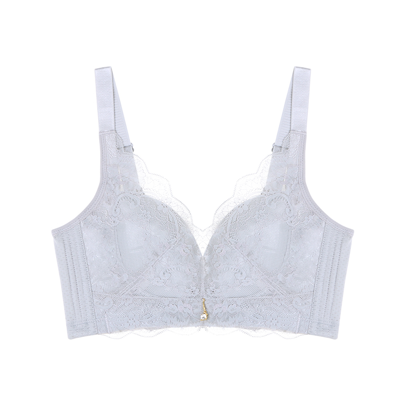 万莎 新款 内衣女无钢圈 防辐射 性感超薄款蕾丝 透气文胸 防震 收副乳
