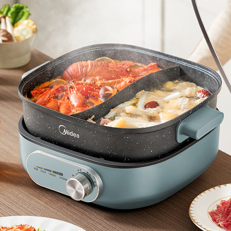 美的(midea)电煮锅 电火锅鸳鸯分体火锅专用锅6l大容量 家用多功能