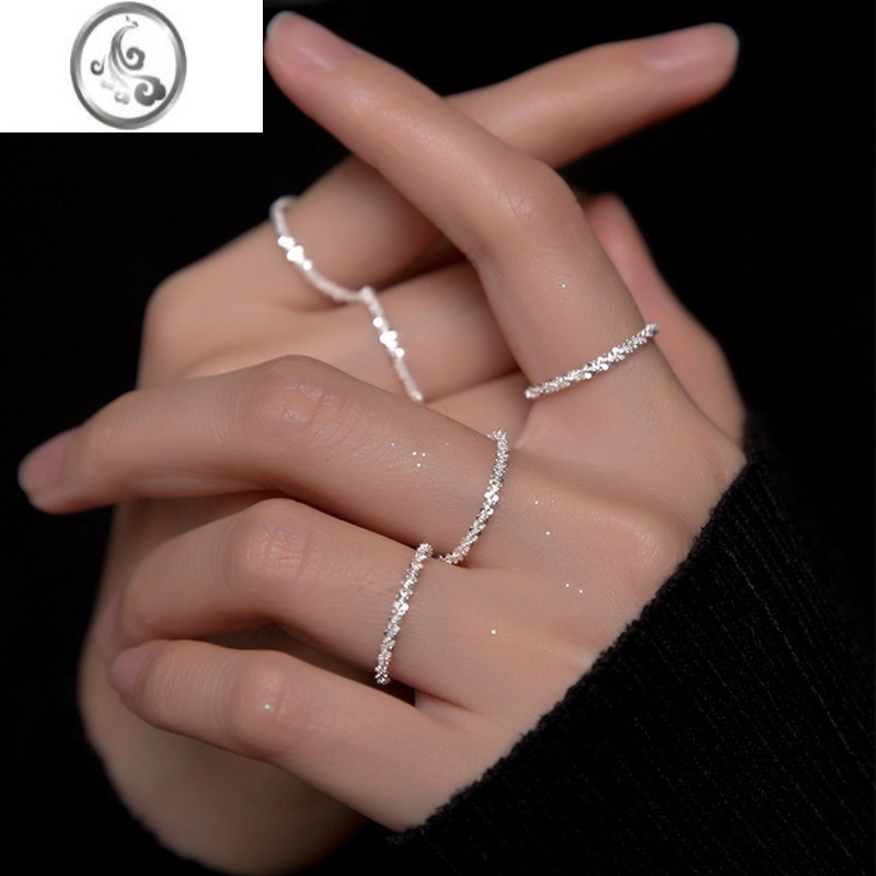 jimi满天星戒指2021年简约波光粼粼食指戒ins气质网红小众素圈指环女