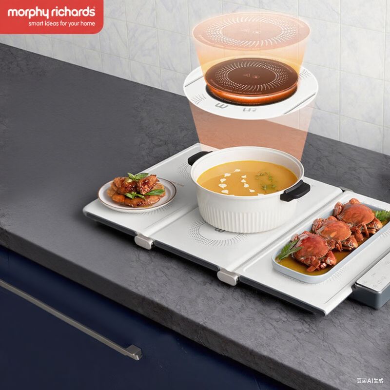 摩飞电器三折叠暖菜板 圆形折叠饭菜保温板热菜板 多功能饭菜加热板保温神器MR8306