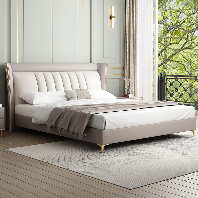 妮曼迪真皮床轻奢现代主卧大床婚床北欧简约18米大气双人床榻榻米软床