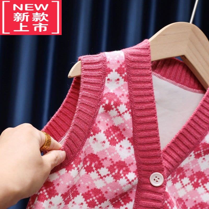 可莉允女童针织衫开衫加绒洋气中小童秋冬季2022新款毛衣外套宝宝上衣潮图片