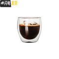 三维工匠简约双层隔热透明玻璃杯耐冷热咖啡杯创意圆形水杯果汁杯子冷饮杯 250mL