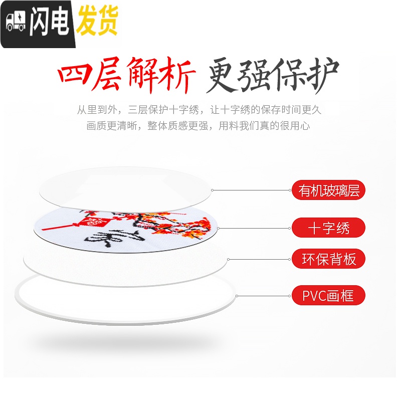 三维工匠十字绣2019新款家和万事兴5d线绣小件副简单绣客厅 棉线[30*30cm全套五副]送有机玻璃+背板+流苏+挂绳高清大图
