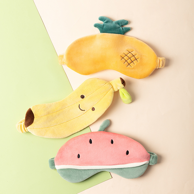 MINISO/名创优品水果系列-可爱靠枕菠萝西瓜香蕉U型枕+眼罩套装柔软睡眠枕头