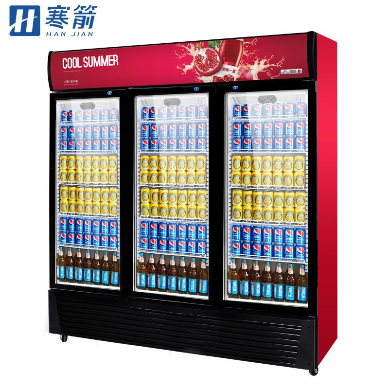 寒箭 展示柜冷藏商用冷柜饮料柜商用冰柜大小超市冰箱啤酒柜冷藏柜立式水果保鲜柜三门直冷下机组