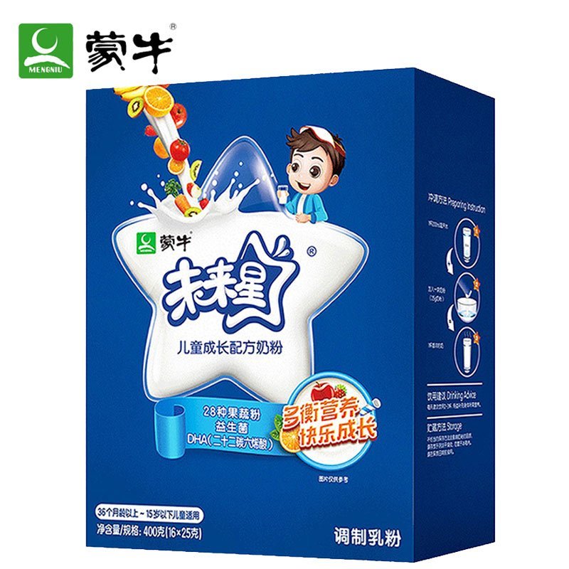 新包装 蒙牛未来星儿童成长配方奶粉400g/盒 学生青少年高钙奶粉